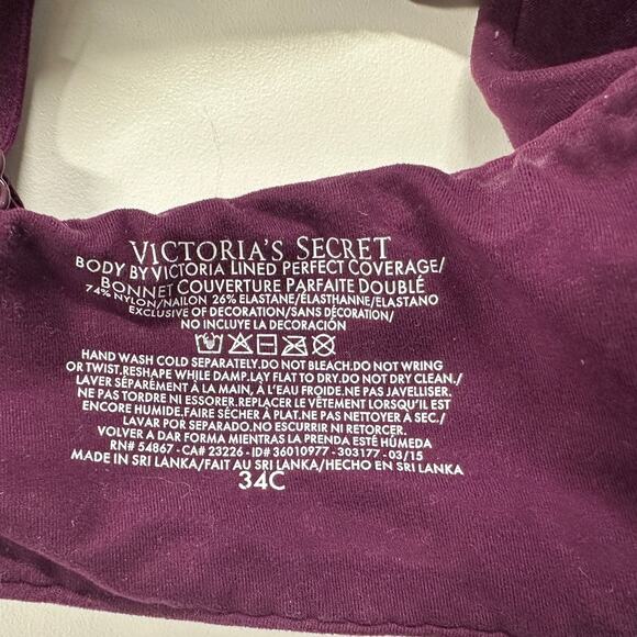 Victoria's Secret Body by Victoria Lined Perfect Coverage Bra 34C Pink Purple - Picture 4 of 5